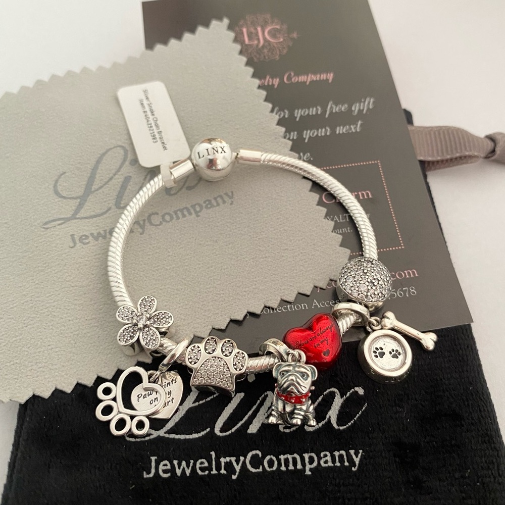Linx Snake Chain Bracelet with English Bulldog Mom Themed Charms